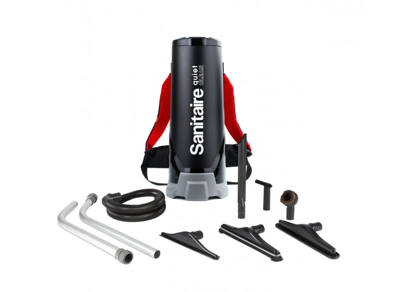 Commercial Back Pack Vacuum by Sanitary Quiet - 1380 Watts Motor - 10L Capacity - Noise Level of 62.5 dB