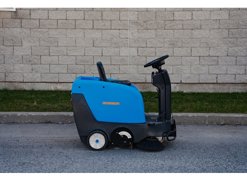 Industrial Ride On Sweeper Machine - JVC40SWEEPN from Johnny Vac - 39.5" (1 003 mm) Cleaning Path - Battery & Charger Included