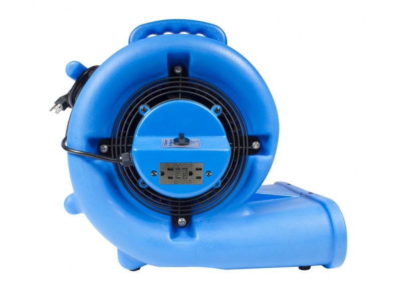 Ventilateur de plancher / souffleur -  Johnny Vac - diamètre du ventilateur 9,5" (24 cm)  - 3 vitesses - avec poignée - barre d'alimentation électrique intégrée - bleu
