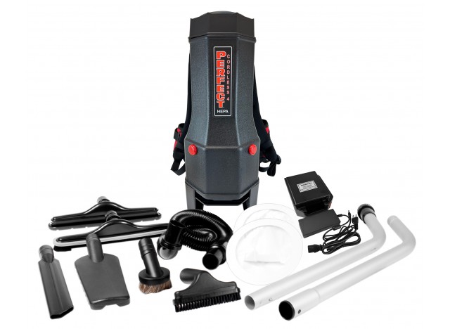 Cordless Back Pack Vacuum - 1.06 gal (4 L) Tank Capacity - HEPA Filtration - with Battery & Accessories - Perfect BBP5