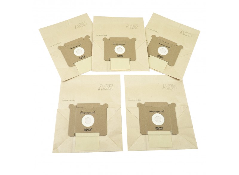 Paper Bag for Johnny Vac Commercial Vacuum  JV5 and Ghibli AS5 - Pack of 5 Bags