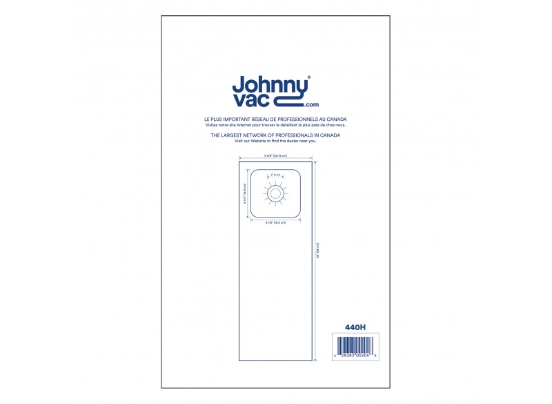 Sac microfiltre HEPA pour aspirateurs central Johnny Vac, Rhinovac, Nutone, Hoover, Kenmore et bien d'autres marques - paquet de 3 sacs