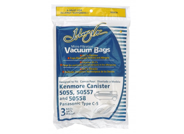 Microfilter Bag for Kenmore Models 5055, 50557, 50558 and Panasonic C-5 Vacuum - Pack of 3 Bags - Envirocare 137