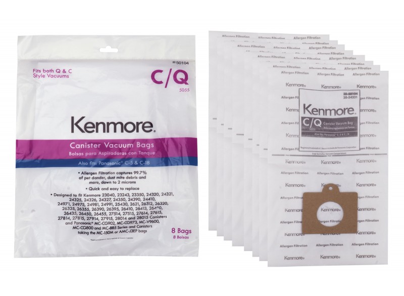 Bag for Kenmore Canister Vacuum Style Q/C and Panasonic C-5, C-18 - Pack of 8 Bags - 50104