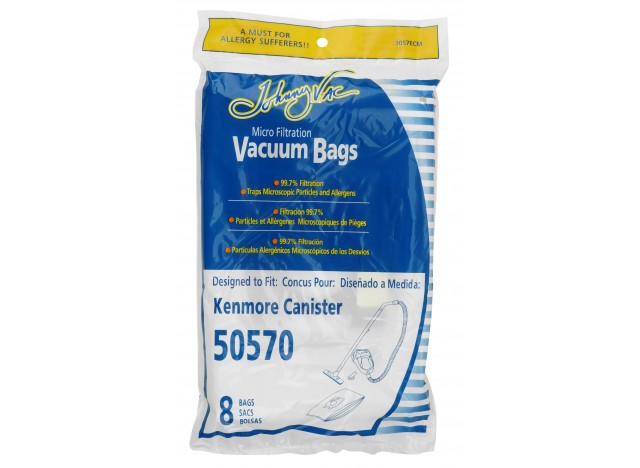 Microfilter Bag for Kenmore 50570 Type I Canister Vacuum - Pack of 8 Bags - Envirocare 202