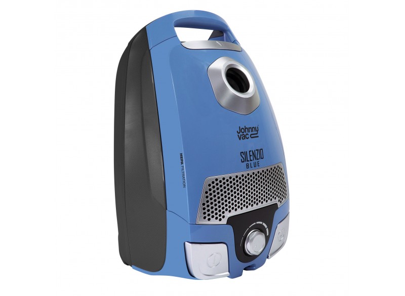 Canister Vacuum - Johnny Vac Silenzio - HEPA Filtration - HEPA Bag - Telescopic Handle - Set of Brushes - Blue