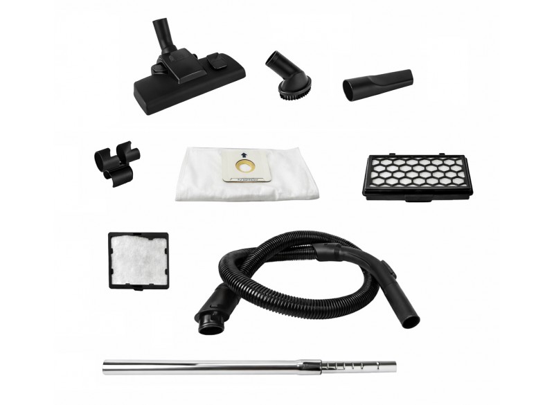 Aspirateur chariot - Johnny Vac Silenzio - filtration HEPA - sac HEPA - manchon télescopique - ensemble de brosses - bleu