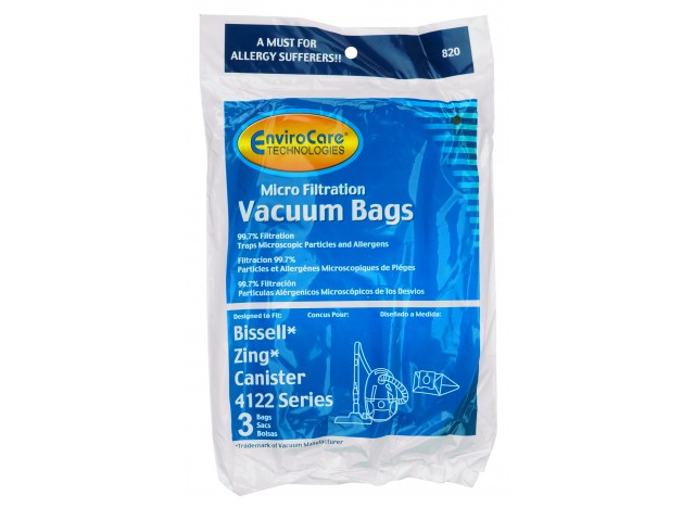 Microfilter Bag for Bissell Zing 4122 Series 22Q3 Canister Vacuum - Pack of 3 Bags - Envirocare 820