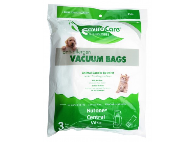 Anti-allergenic Bags for Central Vacuum Cleaners - 99.9% Filtration - Pack of 3 Bags