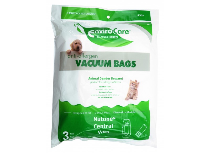 Anti-allergenic Bags for Central Vacuum Cleaners - 99.9% Filtration - Pack of 3 Bags