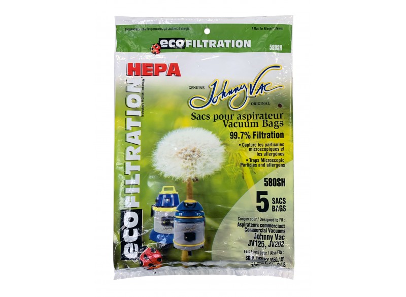 HEPA Microfilter Bag for Johnny Vac Vacuum JV125 and JV202 - Pack of 5 Bags