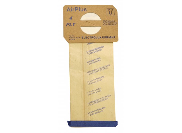 Sac en papier pour aspirateur Electrolux Discovery Prolux - style U AirPlus - boîte de 100 sacs - en vrac - 138FPC*