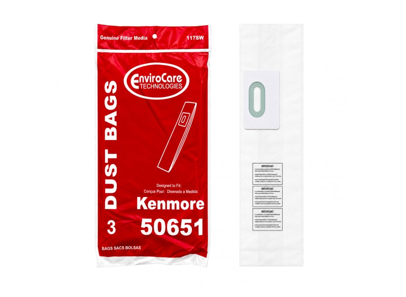Paper Bag for Kenmore 50651 Vacuum - Pack of 3 Bags - Envirocare 117SW
