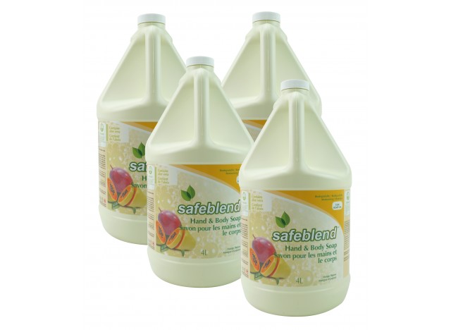 Savon pour les mains et le corps - mangue papaye - 4 L (1,06 gal) - Safeblend HLMP-G04 - Boîte de 4