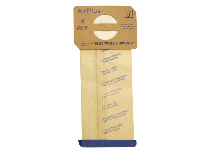 Sac en papier pour aspirateur Electrolux Discovery Prolux - style U AirPlus - boîte de 100 sacs - en vrac - 138FPC*