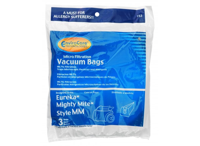 Microfilter Bag for Eureka, Mighty Mite and Style MM Vacuum - Pack of 3 Bags - Envirocare 153