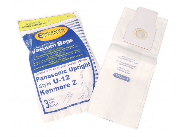 Microfilter Bag for Upright Vacuum Panasonic Type U-12 / Kenmore Z - Pack of 3 Bags - Envirocare 190