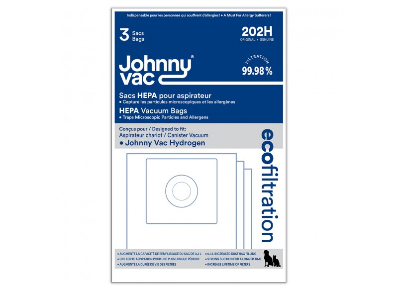 HEPA Microfilter Vacuum Bag for Johnny Vac Hydrogen - Pack of 3 Bags