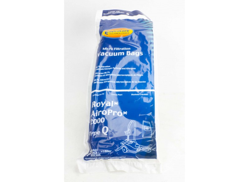 Sac microfiltre pour aspirateur Royal Air Pro 2000 type Q - paquet de 7 sacs + 1 filtre - Envirocare 214