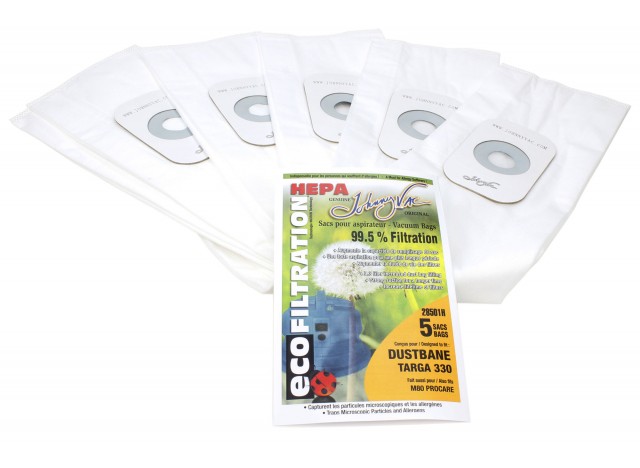 HEPA Microfilter Bag for Dustbane Targa 330 Vacuum and M80 Procare - Pack of 5 Bags