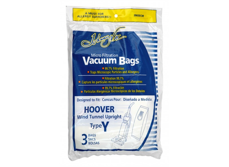 Sac microfiltre pour aspirateur vertical Hoover Wind Tunnel de type Y - paquet de 3 sacs - Envirocare 856