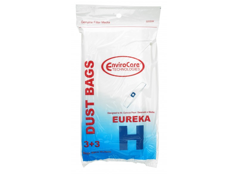 Paper Bag for Eureka Type H Vacuum - Pack of 3 Bags + 3 Filters - Envirocare 320SW