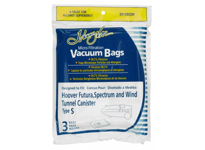 Microfilter Bag for Hoover Type S Vacuum - Pack of 3 Bags - Envirocare 109