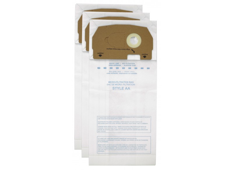 Paper Bag for Eureka Type AA Vacuum - Pack of 3 Bags - Envirocare 158SW