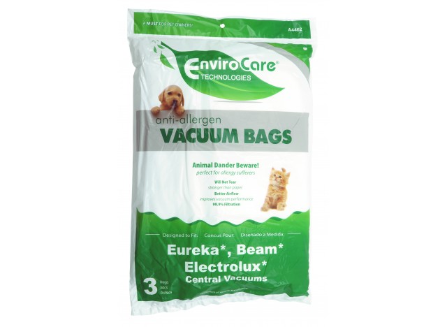 Sacs anti-allergènes pour aspirateurs centraux Eureka, Beam et Electrolux - paquet de 3 sacs