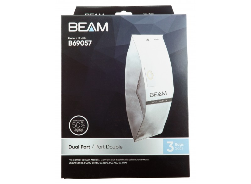 Sac microfiltre HEPA B69057 pour aspirateurs centraux Beam à deux ouvertures - paquet de 3 sacs