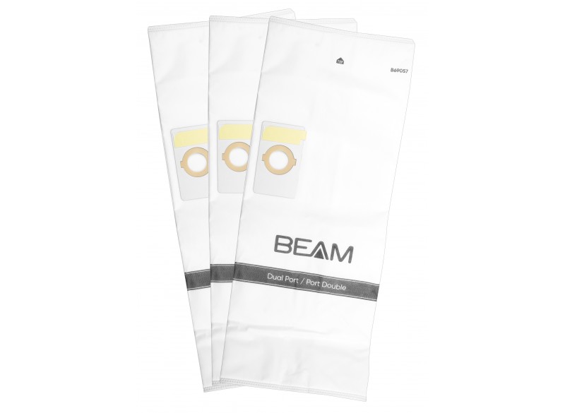 HEPA Microfilter Bag for Beam B69057 Central Vacuum Cleaners with Two Openings - Pack of 3 Bags