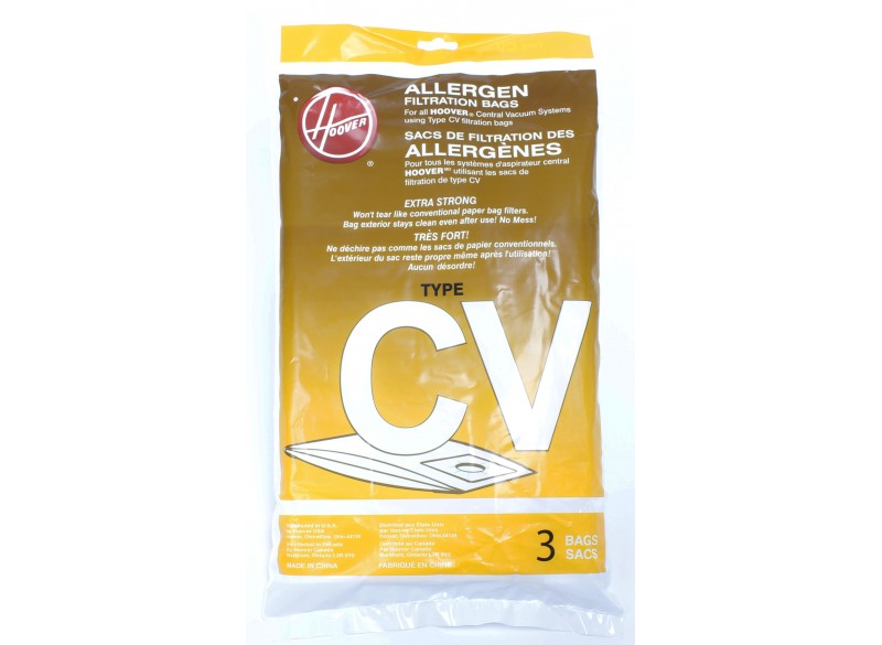 Synthetic Bag for Hoover Central Vacuum Type CV - Pack of 3 Bags