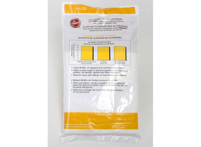 Synthetic Bag for Hoover Central Vacuum Type CV - Pack of 3 Bags