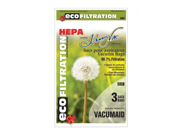 Sac microfiltre HEPA pour aspirateur Vacumaid - paquet de 3 sacs - Envirocare VM12G-H