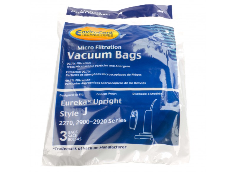 Microfilter Bag for Eureka Type J 2270, 2900-2920 Series Upright Vacuum - Pack of 3 Bags - Envirocare 309