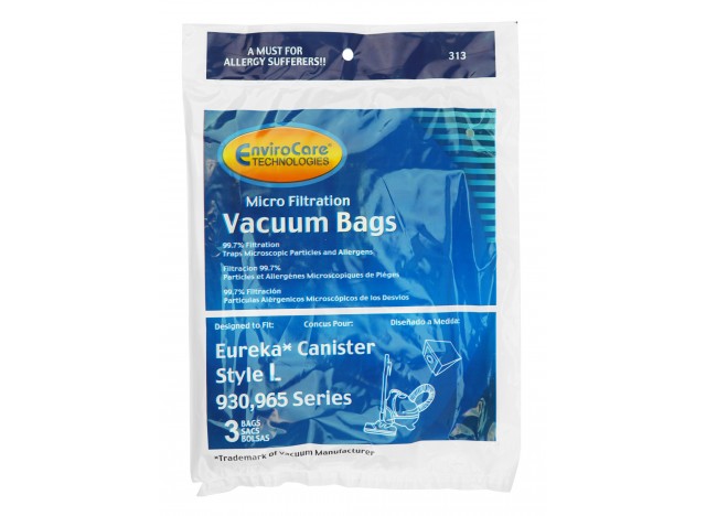 Microfilter Bag for Eureka Type L 930, 965 Series Canister Vacuum - Pack of 3 Bags - Envirocare 313
