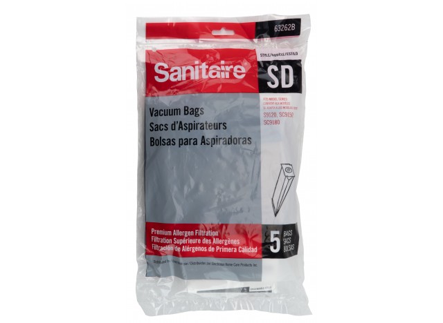 Paper Bag for Sanitaire Type SD Models S9120, SC9150 and SC9180 Vacuum - Pack of 5 Bags - 63262-B