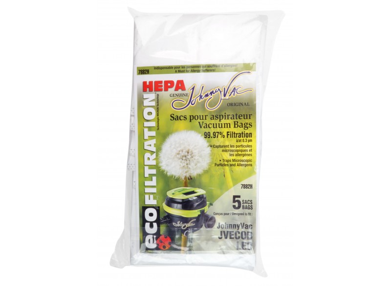 HEPA Microfilter Bag for Johnny Vac JVECOB and LEO Vacuum - Pack of 5 Bags