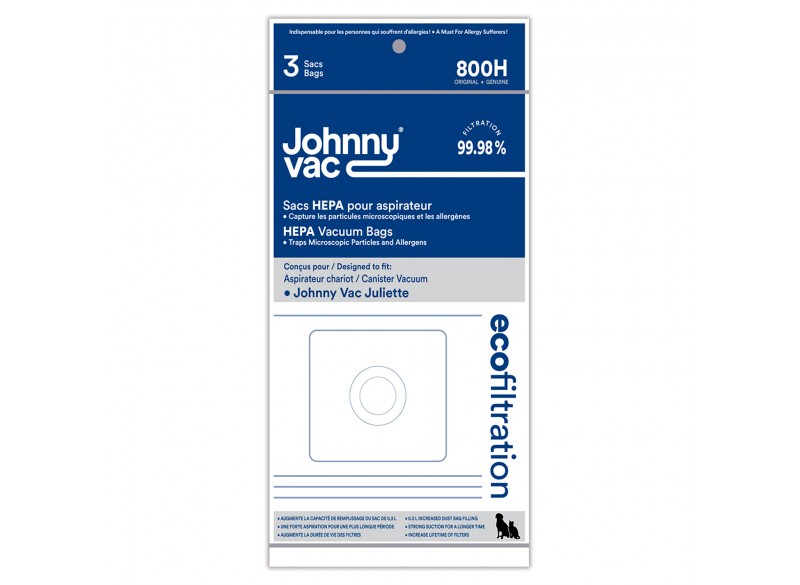 Sac microfiltre HEPA pour aspirateur Johnny Vac Juliette - paquet de 3 sacs