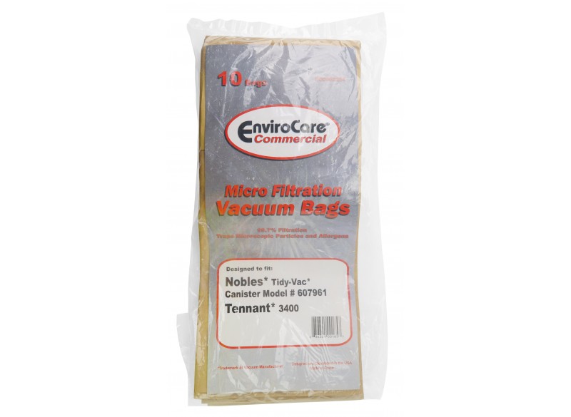 Paper Bag for Nobles Tidy Vac 607961 et Tennant 3400 Vacuum - Pack of 10 Bags - Envirocare ECC802224