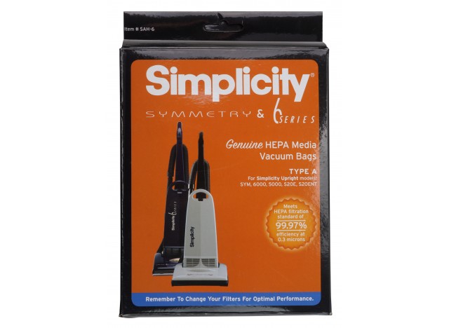 HEPA Microfilter Bag for Simplicity Symmetry and 6 Series Vacuum - Pack of 6 Bags