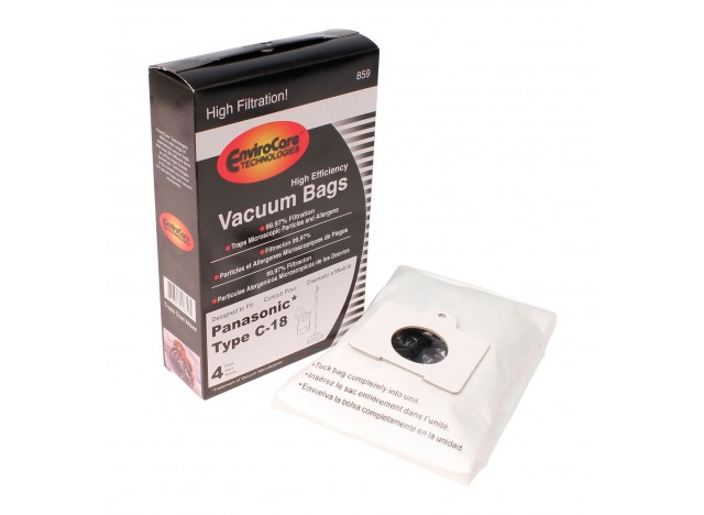 Sac microfiltre HEPA pour aspirateur Panasonic type C18 - paquet de 4 sacs - Envirocare 859