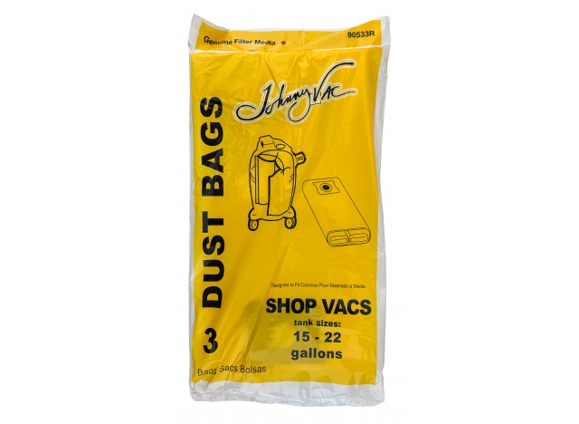 Pper bag for Shop Vac Vacuum Cleaner - Tank Capacity of 15 to 22gallons (68.2 L to 100 L) - Pack of 3 Bags - 90673