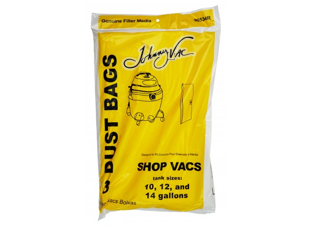 Paper Bag for Shop Vac Vacuum - Tank Capacity of 10 to 14 gallons (45.5 L to 63.6 L) - Pack of 3 Bags - 90672