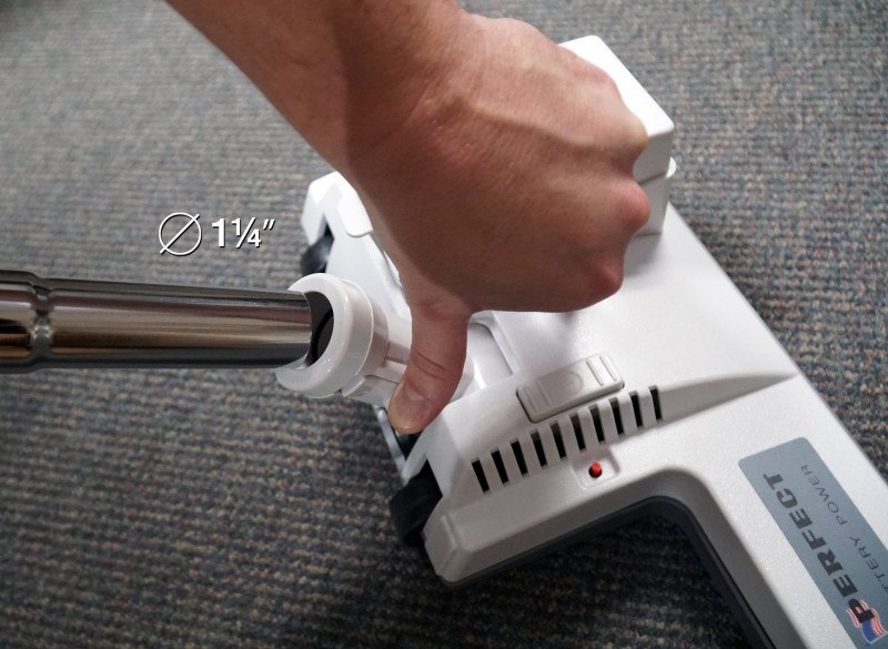 Power Nozzle - 12" (30.5 cm) Width - White - V-Shaped Belt - Wireless with Charger - Wood Roller Brush - Perfect PN1BW