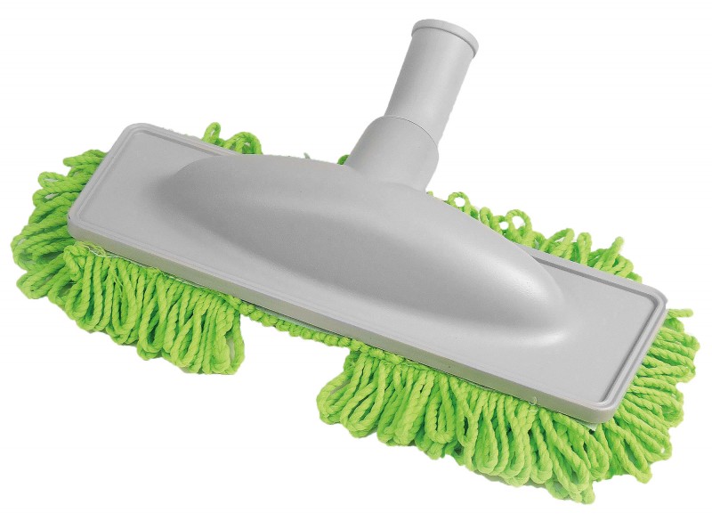 Microfiber Dust Mop - 1 1/4" (32 mm) dia - Cleaning Path 12" (30.5 cm) - Grey and Green