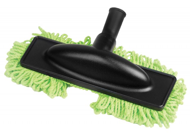 Microfiber Dust Mop - 1 1/4" (32 mm) dia - Cleaning Path 12" (30.5 cm) - Black and Green