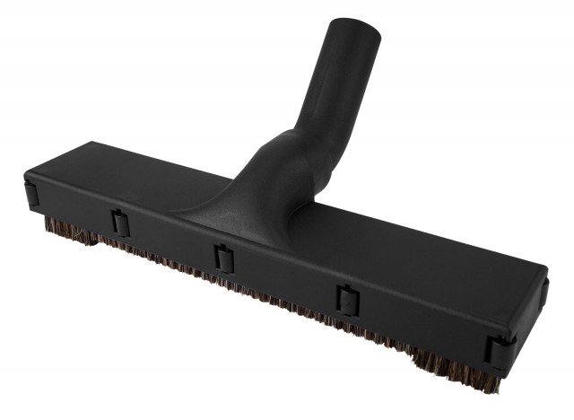 Floor Brush with Protection Wheels on the Sides - 12" (30.5 cm) Cleaning Path - 1¼" (31.75 mm) dia - Fits All - Black