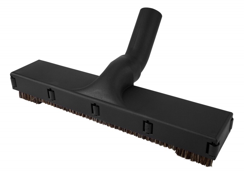 Floor Brush with Protection Wheels on the Sides - 12" (30.5 cm) Cleaning Path - 1¼" (31.75 mm) dia - Fits All - Black