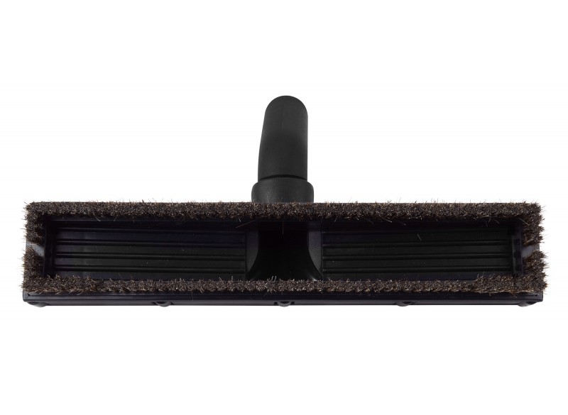 Floor Brush with Protection Wheels on the Sides - 12" (30.5 cm) Cleaning Path - 1¼" (31.75 mm) dia - Fits All - Black